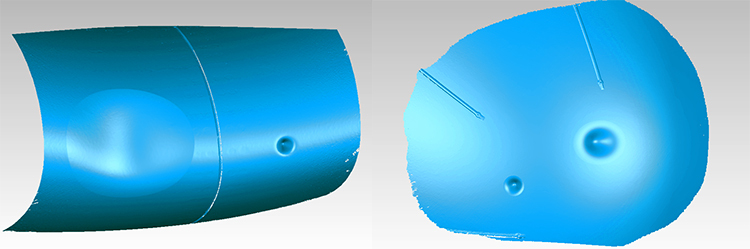 高精度扫描数据，准确可靠，不受操作人员人为影响，真实反映飞机表面的凹坑形态。